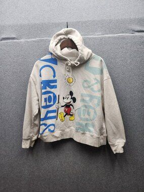 Disney Mickey & Co. Graphic Hoodie Sweatshirt XL Beige Cartoon Characters Vintag